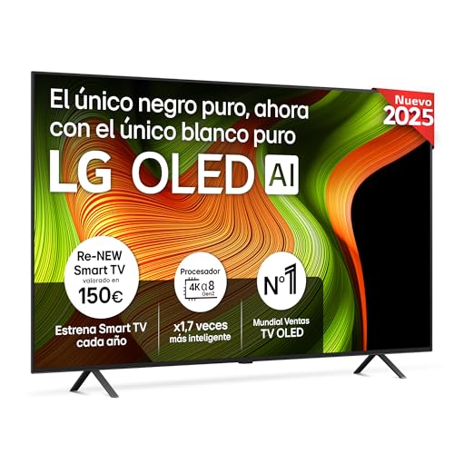 LG OLED65B56LA - TV 65', OLED 4K, Smart TV AI B5, WebOS 25, Super Upscaling, Dolby Vision y Dolby Atmos, AMD FreeSync, Alexa/Google Assistant, Negro