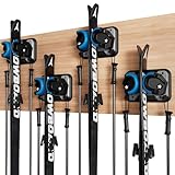 4 Pack Snowboard, Ski, and Skateboard Wall Mount Rack – Multi-Purpose Garage Wall Storage Holder | Space-Saving Clamp Organizer for Skate Decks, Hockey Sticks, Ski Poles, Shovels, and More-Blue