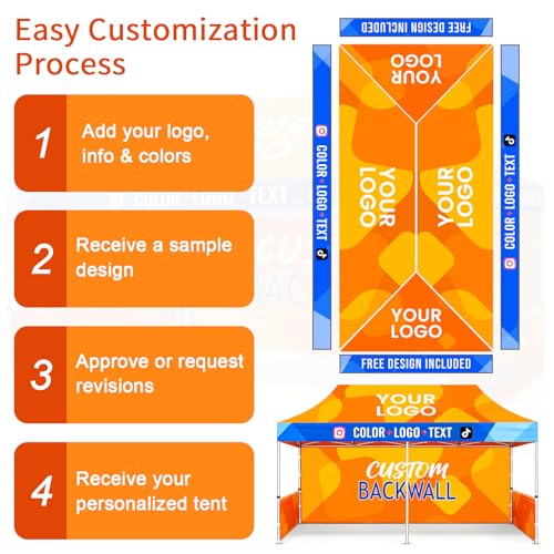 Custom 10x20 Pop Up Canopy Tent with Logo by OPPEINDDIY, Aluminum Frame,Personalized Heavy Duty Outdoor Market Shelter, for Events Vendor,Sellers,Trade Fairs,Party,Marketing & Advertising (10x20) - Image 5