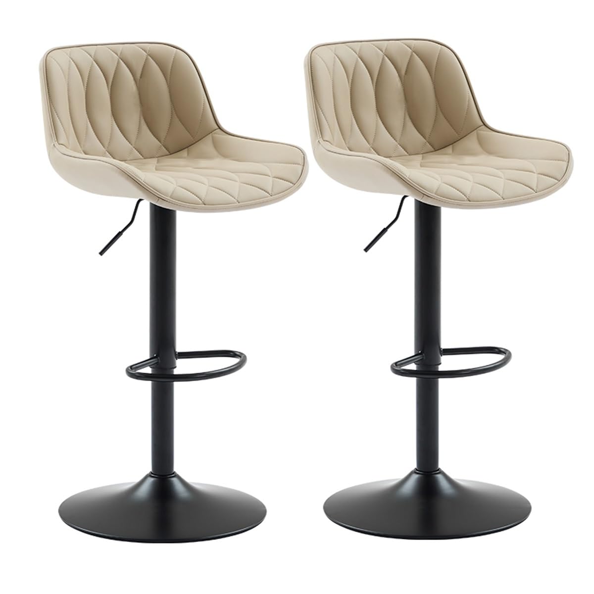 Tabouret de bar pivotant en similicuir haut de gamme et piètement métal noir