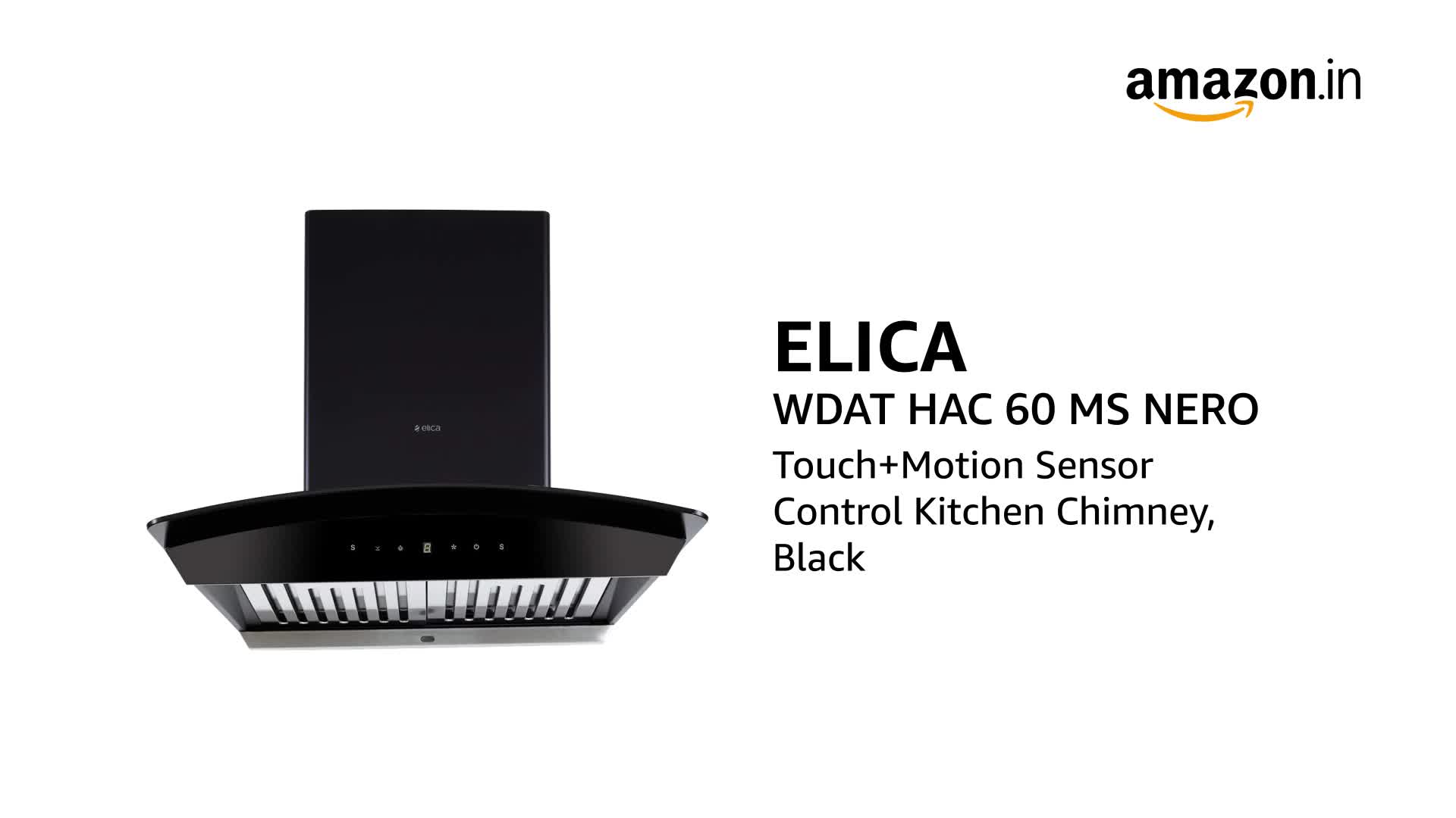 Elica 60 cm 1200 m3/hr Auto Clean Chimney (WDAT HAC 60 MS NERO, Touch