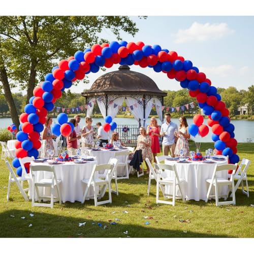 Image of TNWBA Latex Balloons 100 pcs 12 inch, Red and Blue latex Balloons, birthday party decoration