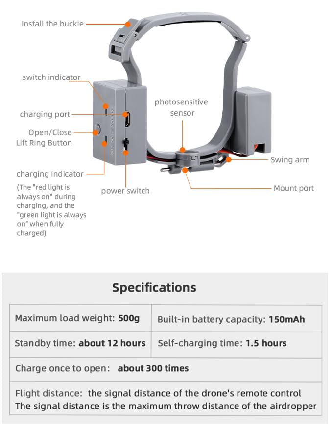 Image of BTG Mavic Air 3S / Air 3 Drone Airdrop Payload Dropper Compatible with DJI Air 3 3S Drone Payload Release Dropper Payload Wedding Proposal Delivery Transport Device