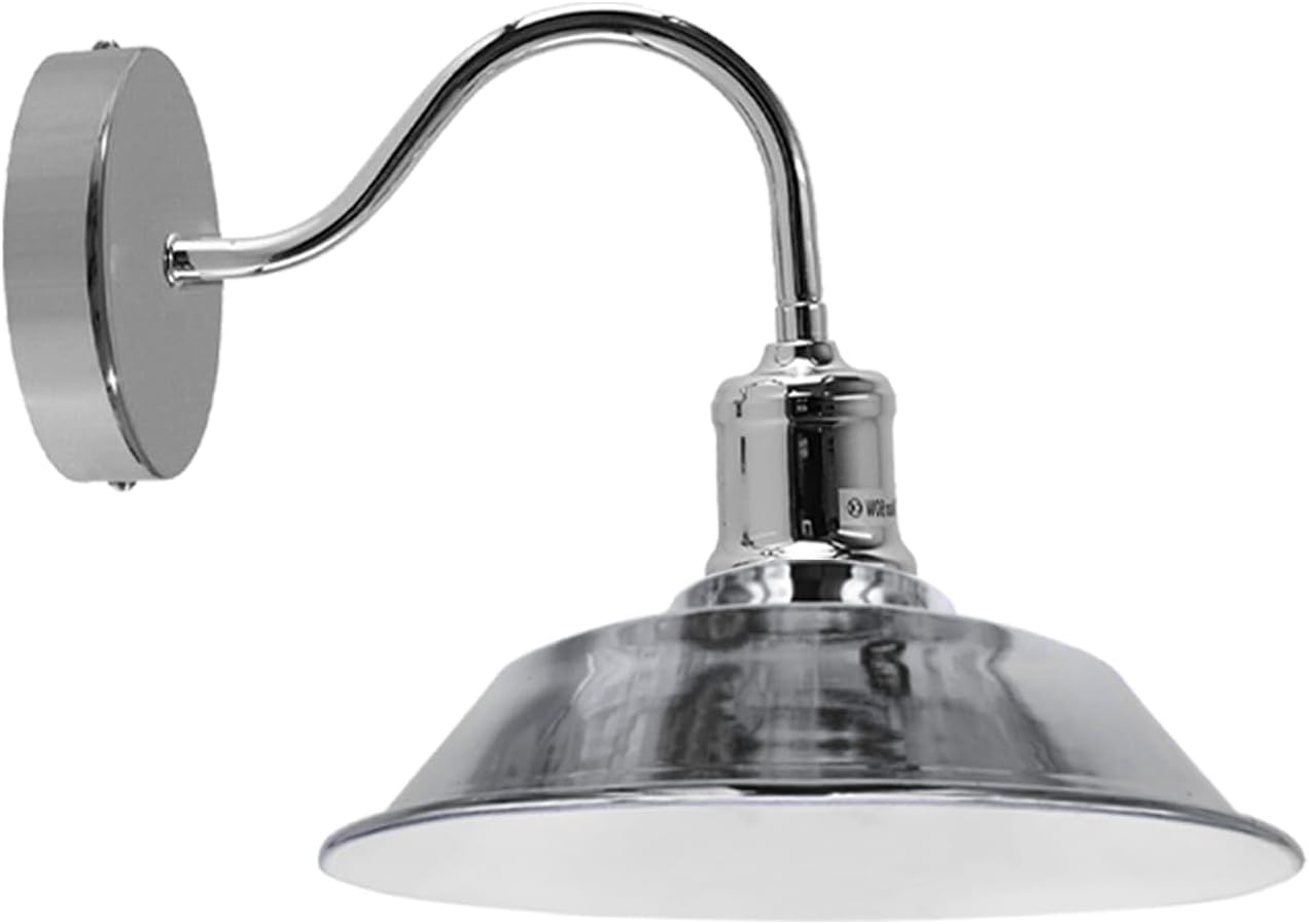 Modern Metal Wall Light, Shiny Body Wall Lamp Lighting Sconce Fitting, Vintage Industrial Wall Mount E27 Pendant with Light Shade for Bedside, Living Room, Hall Way (Chrome) [Energy Class A+++]