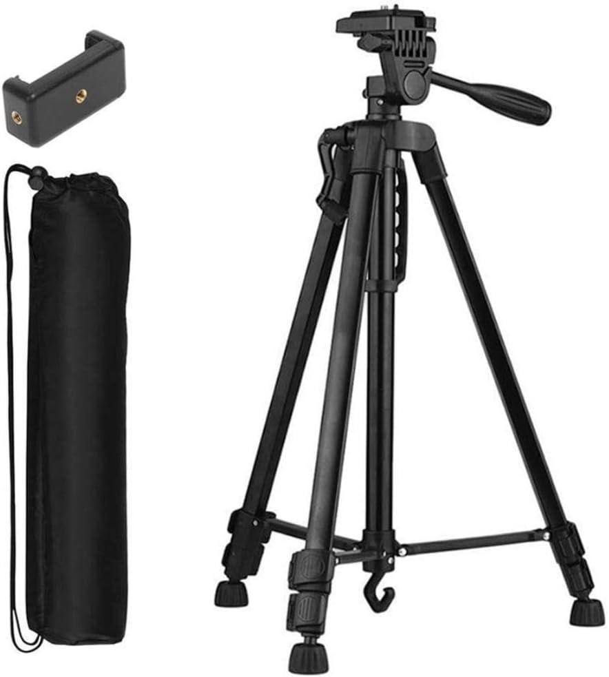 Tygot 3366 Aluminum Tripod (55-Inch), Universal Lightweight Tripod with Mobile Phone Holder Mount & Carry Bag for All Smart Phones, Gopro, Cameras