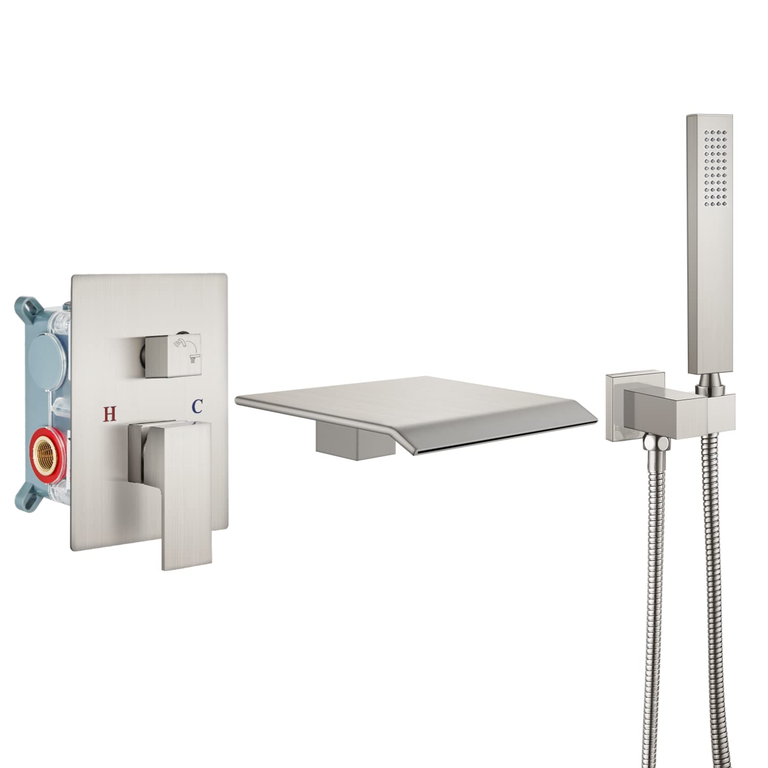 Buy Airuida Wall Mount Brushed Nickel Bathtub Faucet With Handheld