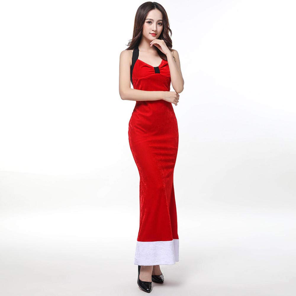 Completini Intimi Abito Lungo Senza Schienale Elegante da Donna con Festa di Natale Abito Sexy Senza Maniche con Scollo A V Borsa A Vita Bassa Abiti Attillati Vestito Natalizio per Donna