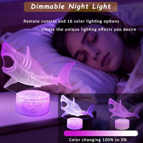 Lámpara de Noche 3D Megalodón con Control Remoto miniatura 4