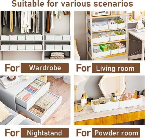 DIMJ Schubladen Ordnungssystem Organizer - Pax Organizer Wickelkommode, Stoff Aufbewahrungsbox Kleiderschrank Schubladen Stapelbar für Kleidung, Socken, BHS, 12 Stück, Weiß