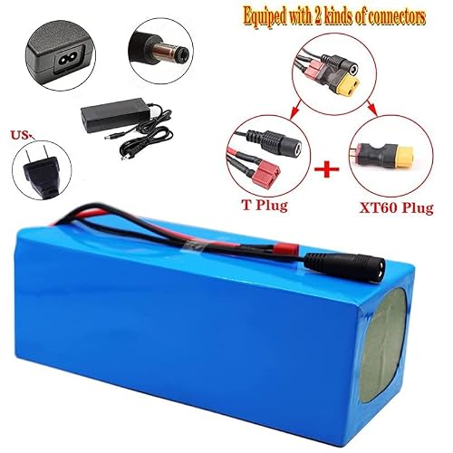 Wogqx 48V Ebike Battery, 25Ah Lithium Ion Battery Pack,With Bms, Charger, T-Plug, Xt60 Connector, For 250-1000W Electric Bicycles Motor/Ebike Kit #TOP4