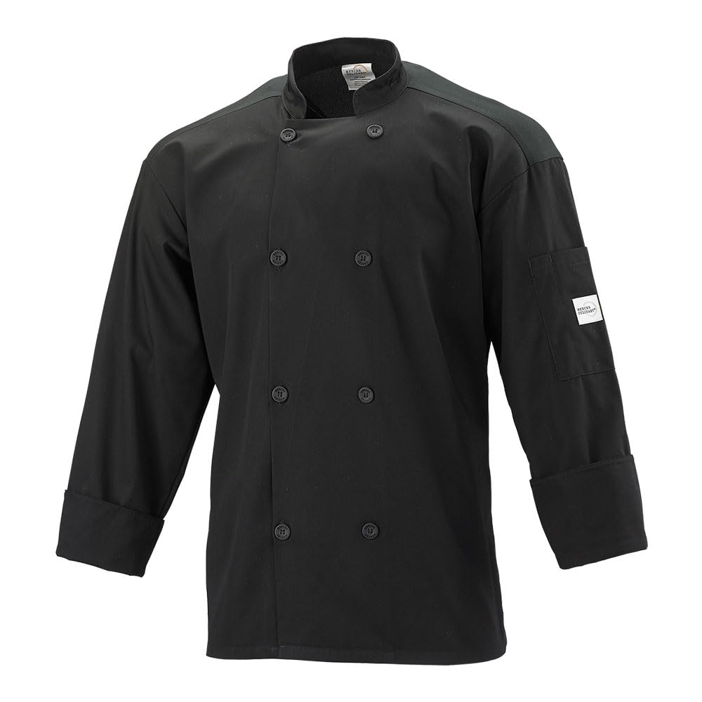 Mercer Culinary Millennia Air Unisex Kochjacke mit Netzrücken, Schwarz
