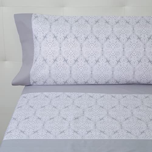 10XDIEZ Juego de sábanas Aitana Gris (Gris) - Ropa de Cama 3 Piezas