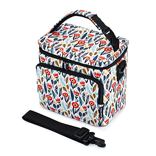 Image of Insulated Breastmilk Cooler Bag with 3 Pockets - Waterproof Baby Bottle Cooler Bag Can Hold 6 Large 9 Ounce Bottles - The Perfect Tote Bottle Bag for Daycare, Nursing Moms, Travel - Spring