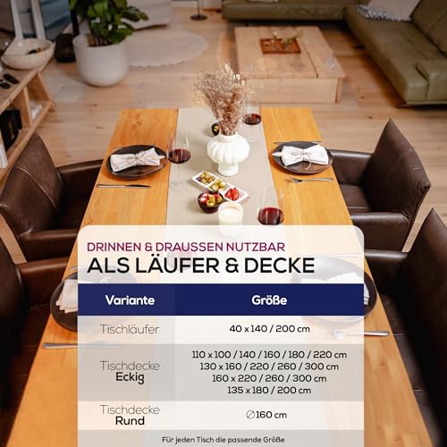 Nappe aspect lin beige 110x180 chemin de table Lina carré