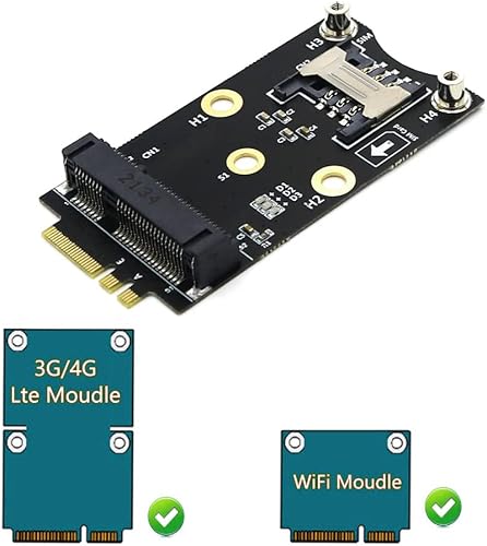 Miniatura 5 de HLT Mini PCI-E a M.2 (NGFF) Llave A/E Adaptador con ranura para tarjeta SIM