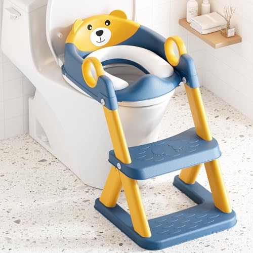 Rabb 1st Reducteur Toilette Enfant, Siège de Toilette pour Enfants Garçons et Filles, 2 en 1 Rehausseur Filles Garçons, Coussin Non-éclaboussures et Antidérapant,...