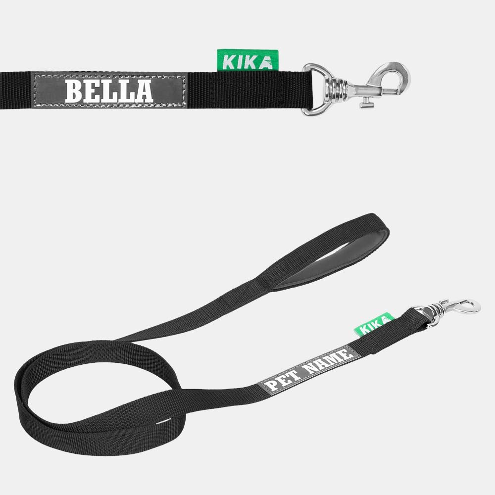KIKA Pets Personalized Dog Leash with Name Tag, Customizable with Name with Cushioned Padded Handle (5 ft, Onyx Black) (B0D98FB429) Amazon Price History, Amazon Price Tracker