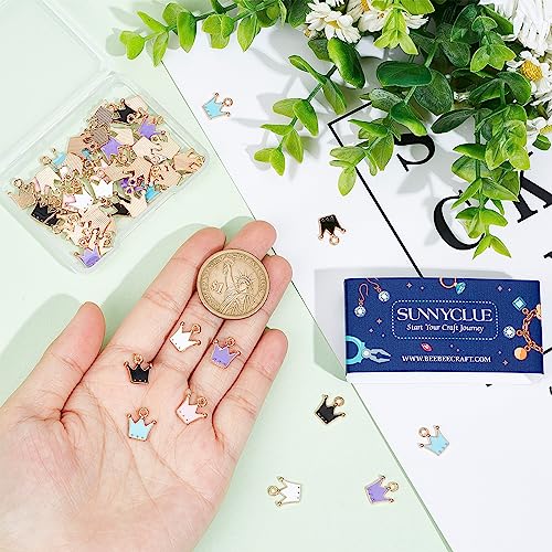 SUNNYCLUE 1 Box 60Pcs 5 Colors Crown Charms Crown Enamel Charm Mini Crown Charm King Colorful Queen Charms for jewellery Making Charms DIY Earrings Bracelet Necklace Crafts Women Adults Gift Decor - Image 3