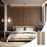 WVH Slatpanel Oak Natural Core – Acoustic 3D Textured Wood Panels for Walls & Ceilings | Decorative Panels for Homes, Offices & Studios | 2 x 47.24” x 12.6” | Real Wood Veneer, MDF, Felt