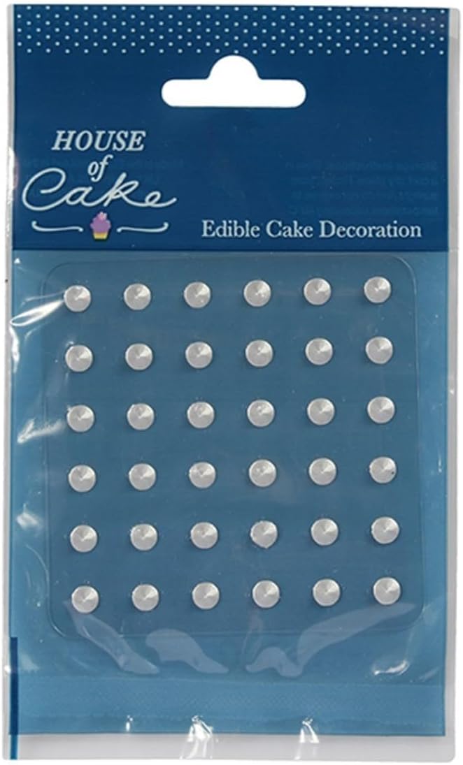 House of Cake Silver Jelly Studs, Edible Cake Decorations, 5mm, Pack of 36
