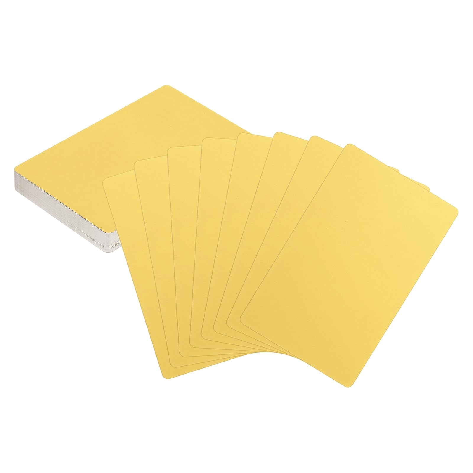 sourcing map 50pcs Metal Business Cards Blanks 3.4" x 2.1" x 0.01" Aluminum Laser Engraving Blank Name Custom Card CNC Engraving Sheets for House Office DIY Gift Plate Invitations, Light Gold