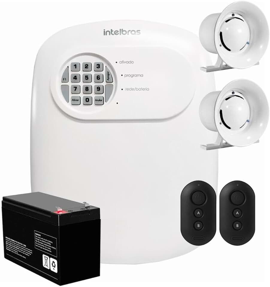 Kit Central de Alarme Anm 24 Net 2 Controles Intelbras + Bateria e Sirenes