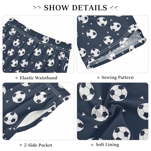 ALAZA Funny Football Ball Sport Soccer Pajama Shorts Elastic Waist Casual Sleep Shorts with Pockets Size 6-143