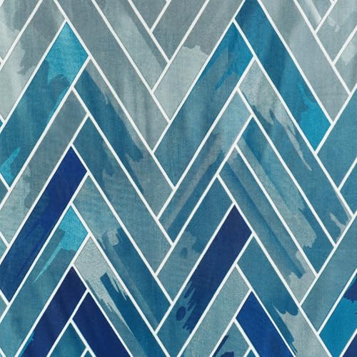 Image of Window Curtains 5 Feet Long Set of 2 |Light Filtering Curtains for Window |Abstract Design, Polyester Curtain and Drapes for Living Room|(118 x 152 cm, Grey & Blue| Perfect for Home Decor