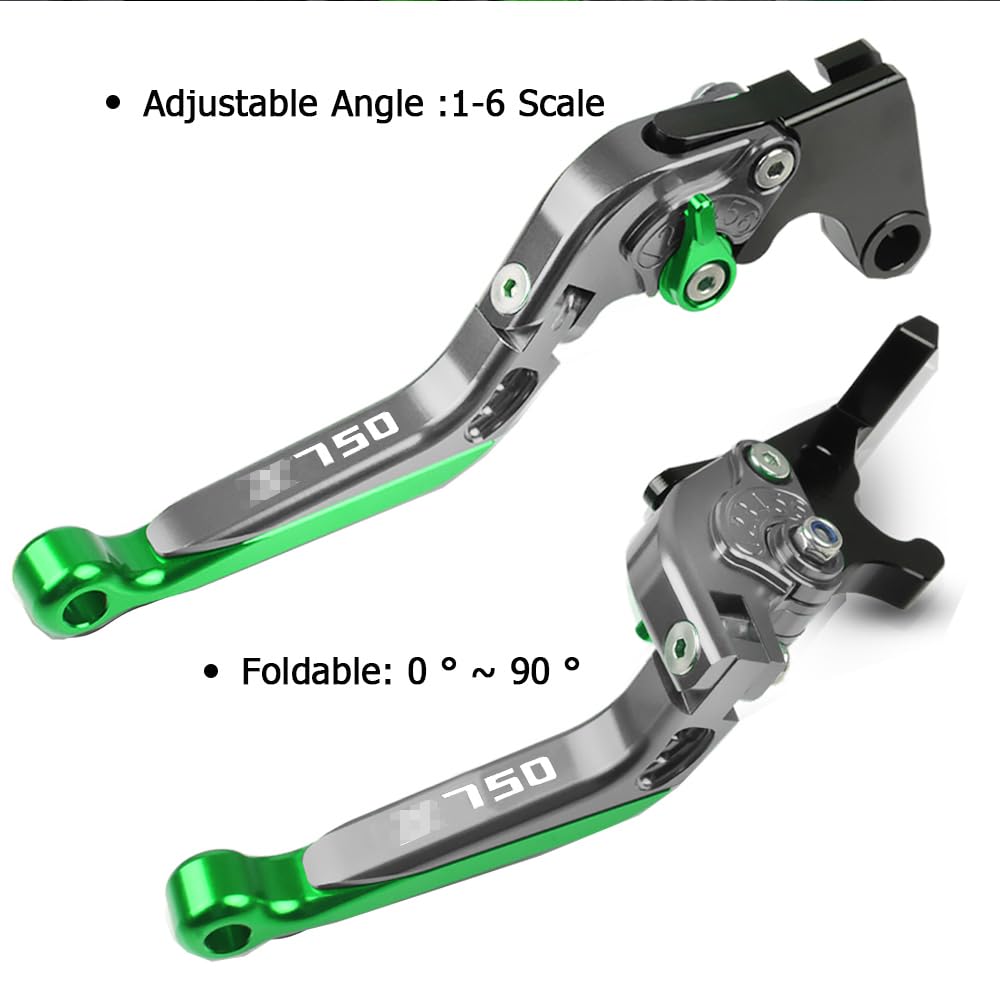 Z750 Regolabile Moto Leve Freno e Frizione Set per Z750 Z 750 2007 2008 2009 2010 2011 2012 2013-Titanio+Titanio+Verde+Verde