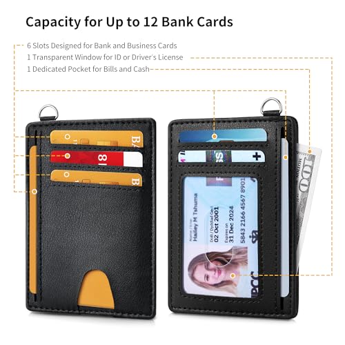 Mayski Slim Wallet, Credit Card Holder for Women, Minimalist Front Pocket RFID Blocking Card Cases, Small Wallet Women Men(Grain Black) - Thumbnail 6