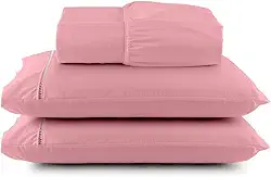 Jogo de Lençol Queen, 3 Peças, Micropercal 400 Fios, Toque Acetinado Macio Hotel. (Rosê)