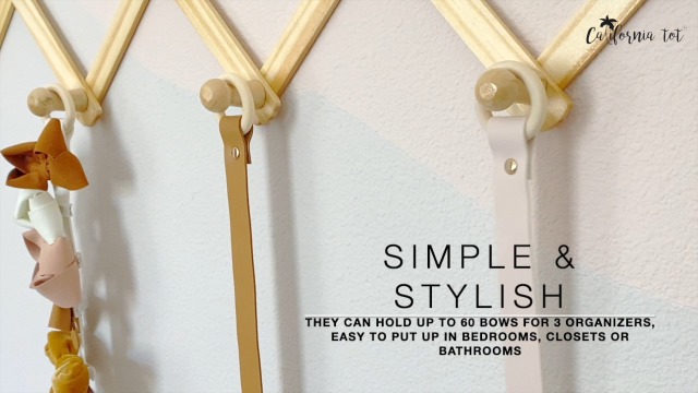 California Tot Faux Leather Bow Clip Organizers - Set Of 3 In Pale Pink Colors