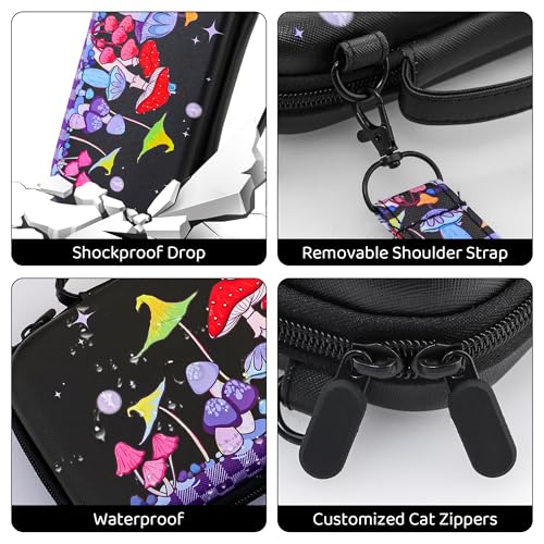 PAWDIARY Estojo de transporte de cogumelo para Nintendo Switch e console OLED, estojo rígido de viag