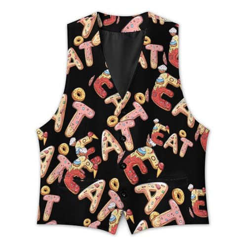 EAT Foodie Trendy Vest Suit for Men V Neck Formal Dress Waistcoat Vests Business Slim Fit2