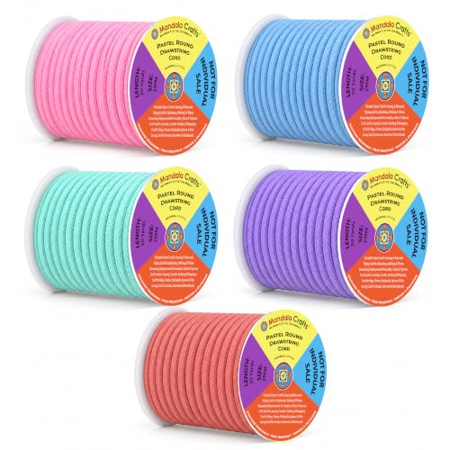 Mandala Crafts 2mm Pastel Replacement Drawstring Cords Macrame Rope