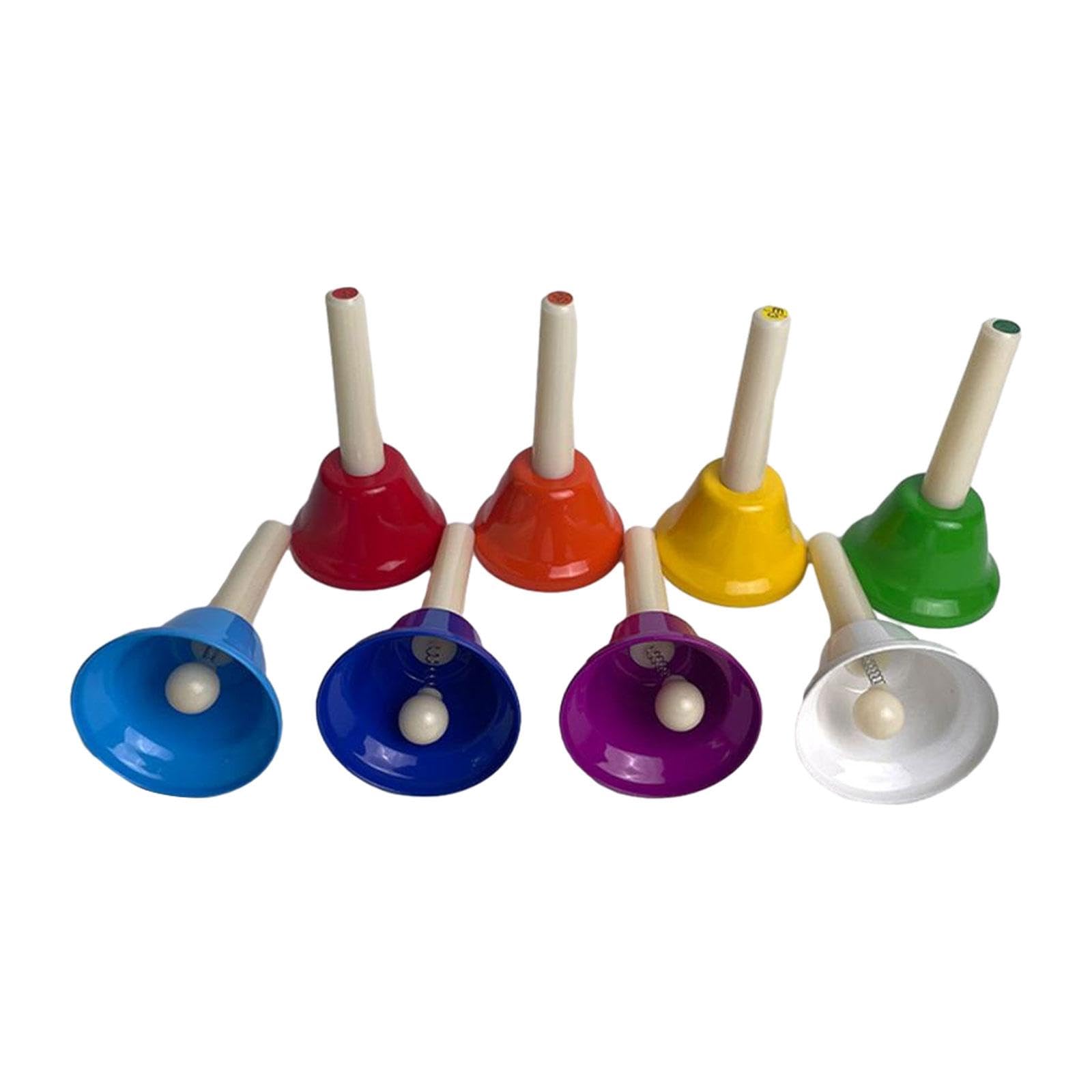 Set di 8 Campanelli a Mano, Campanelli Diatonici in Metallo, Campanelli a Mano Colorati, Strumento Musicale per Coro, Adulti, Aule, Bambini, Attività