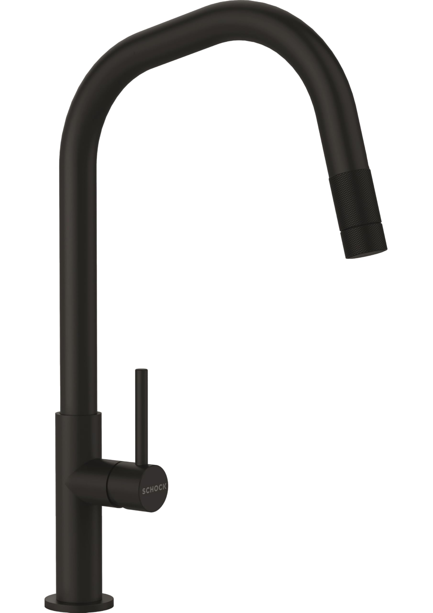 SCHOCK Grifo de cocina Talinos negro de acero inoxidable – Grifo de cocina con alcachofa extraíble – Grifo de alta presión para fregadero, lavabo y fregadero empotrable, diseño con grifo mezclador
