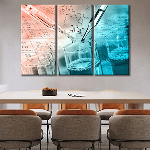 Image of TUMOVO Canvas Wall Art Clinical Laboratory Artwork Pictures Black and White Wall Art 3 Panel Laboratory Posters and Prints Wall Art for Living Room Framed Ready to Hang, 60 inch Wx40 H