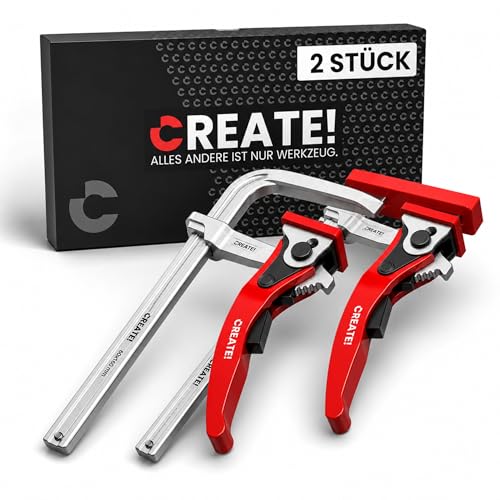 CREATE! cFix-Click - Hebelzwinge 2er-Set 160 mm (T-Nut Zwinge inkl. Schutzkappe) Schnellspanzwinge - Einhandzwinge
