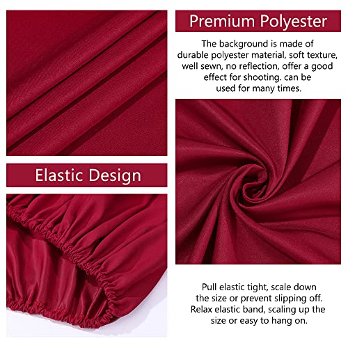 Image of Burgundy Round Backdrop Cover 7.2ft Burgundy Circle Birthday Photo Photography Background for Valentines Day Party Baby Shower Wedding Decorations