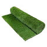 ECD Germany Gazon Synthétique 35mm Rouleau 3m² (1x3m), Vert Multinuancé, Drainage Rapide et Facile à Découper, Résistant Intempéries, Tapis Artificiel Pelouse Herbe Fausse Revêtement de Sol de Jardin