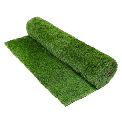 ECD Germany Kunstrasen-Rolle 100x500 cm 5m² Grün, Rasenteppich Outdoor wetterfest, 35mm, Grasmatte Meterware, Kunstgras wasserdurchlässig & UV-beständig, Kunstrasenteppich für Balkon Terrasse & Garten