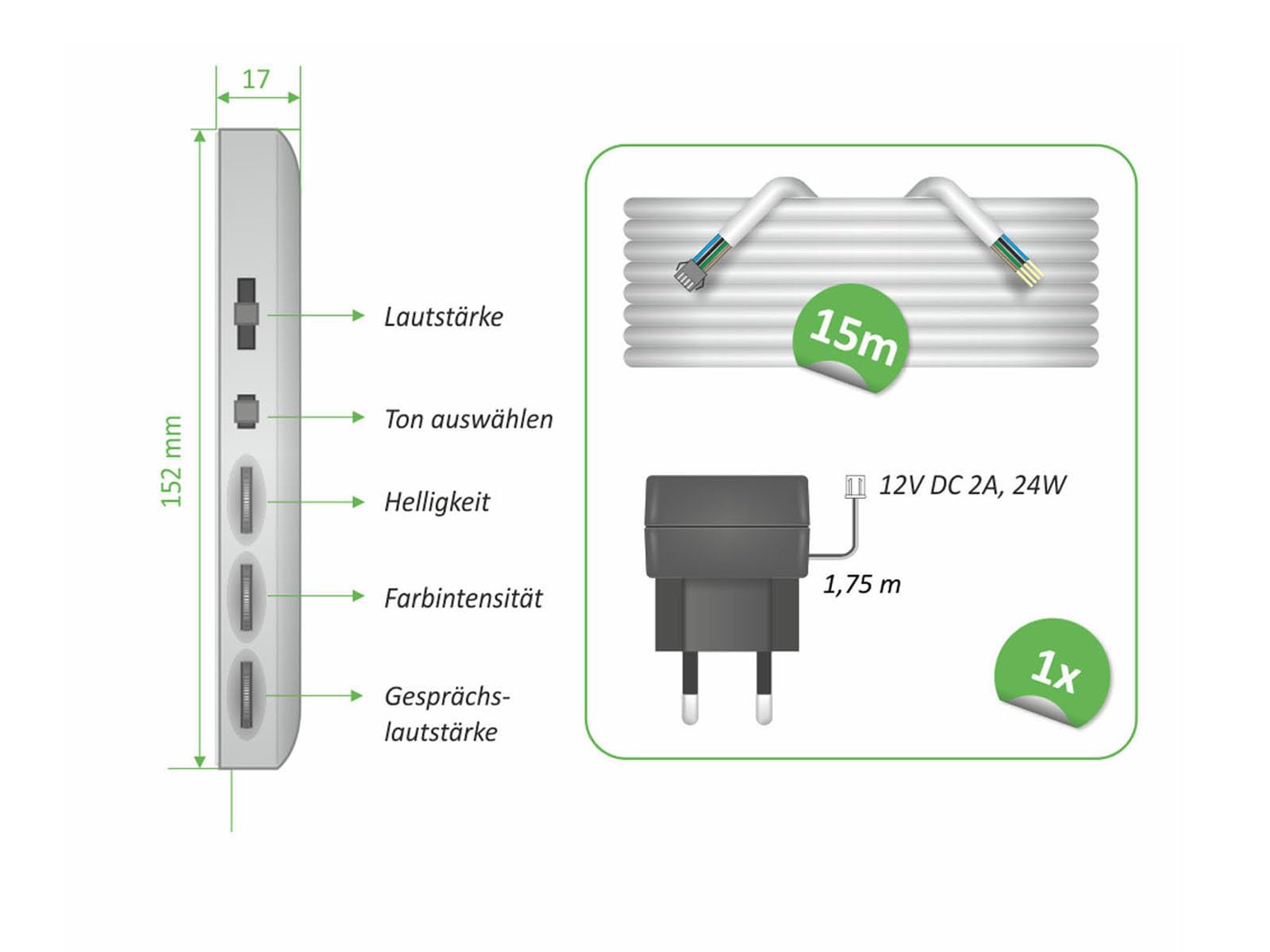 ELRO Video Türsprechanlage mit 7 Zoll Innenmonitor & Türöffner, 4-Draht Außenstelle mit Kamera
