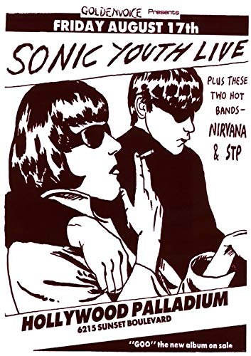 Zmaomaoy Zymise Aeiniwer Sonic Youth & Nirvana 1990 Tour Concert Poster Reprint 24 In x 33 In