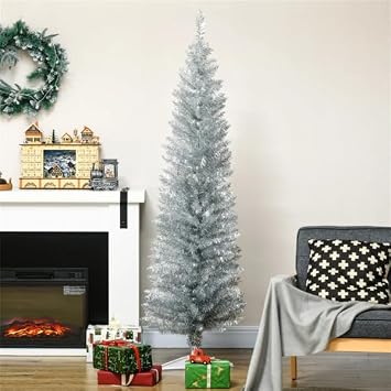 6ft Artificial Holiday Christmas Tree Full Tree Easy to Assemble with Christmas Tree Metal Stand 390 Tips for Home, Office, Party Decoration