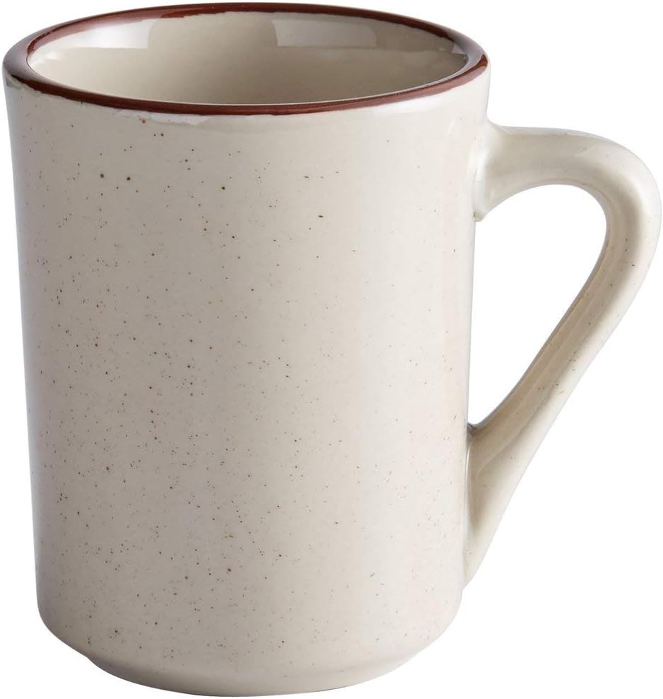 Stoneware Narrow Rim, Ivory America White Brown Speckled Mug 8.5oz, Case of 36