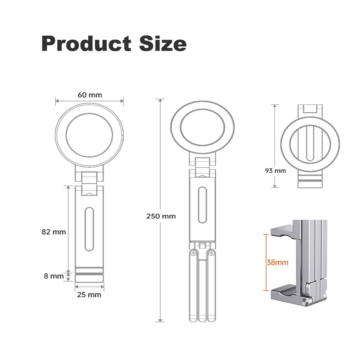 Treppiede magnetico tascabile per MagSafe, supporto pieghevole multifunzionale per telefono, supporto da scrivania, portatile, portatile, da viaggio, con vestibilità universale con anello in metallo