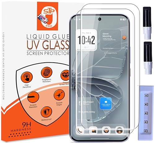 Image of STP FEEL Premium UV Tempered Glass Screen Protector Guard Compatible For Tecno Pova Curve 2 5G (6.78 Inch, Pack of 2) Full Adhesive UV Curved Case Friendly HD Clarity with easy installation kit