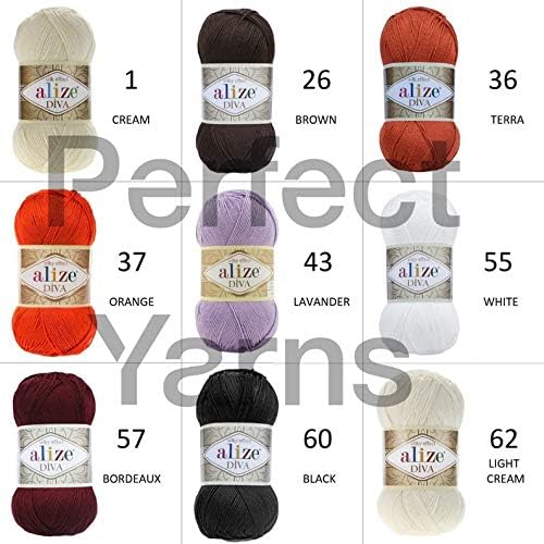 4 Balls Alize Diva, Alize Diva Silky Effect,%100 Acrylic Yarn, Crochet Yarn, Knitting Soft Yarn, Summer Yarn Bikini Patern, Alize Diva