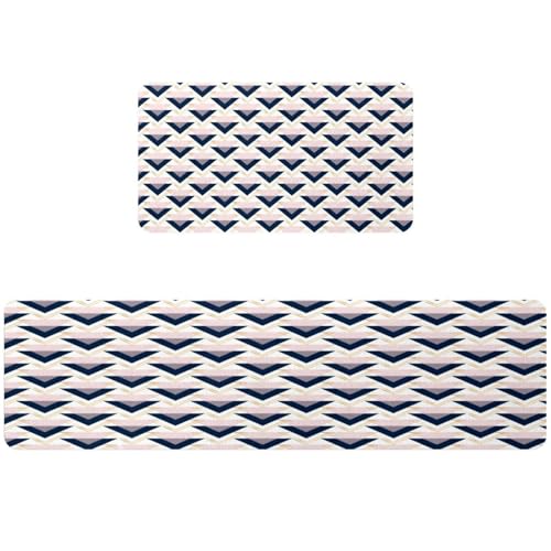Tapetes de cocina antideslizantes lavables con diseño triangular 2 piezas 2